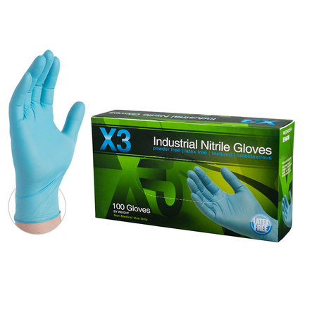 AMMEX Nitrile Disposable Gloves, Nitrile, Powder-Free, 2XL, Blue X349100